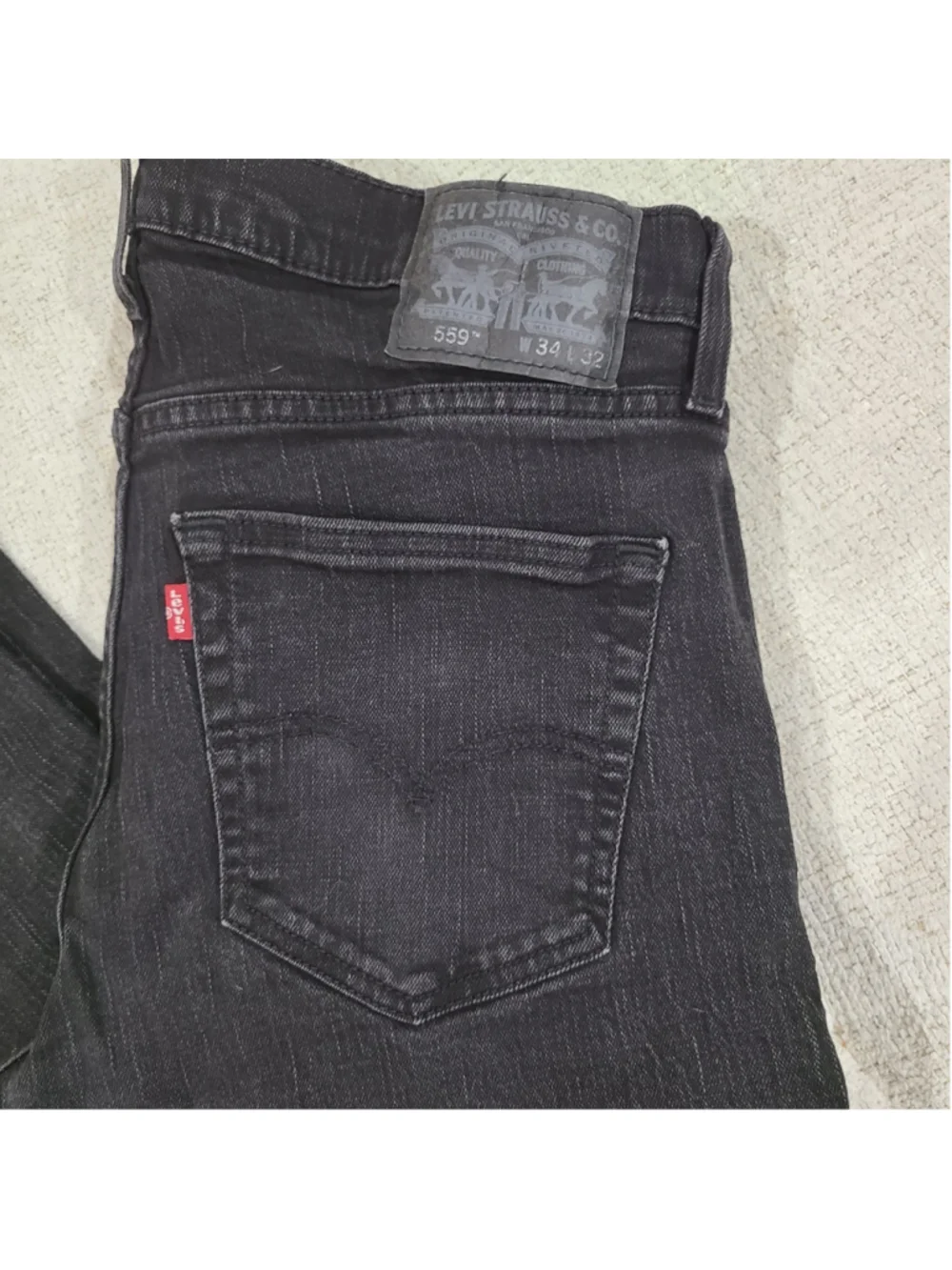 Levi's 559 Relaxed Straight Jeans Mens 34x32 Black Stretch Denim